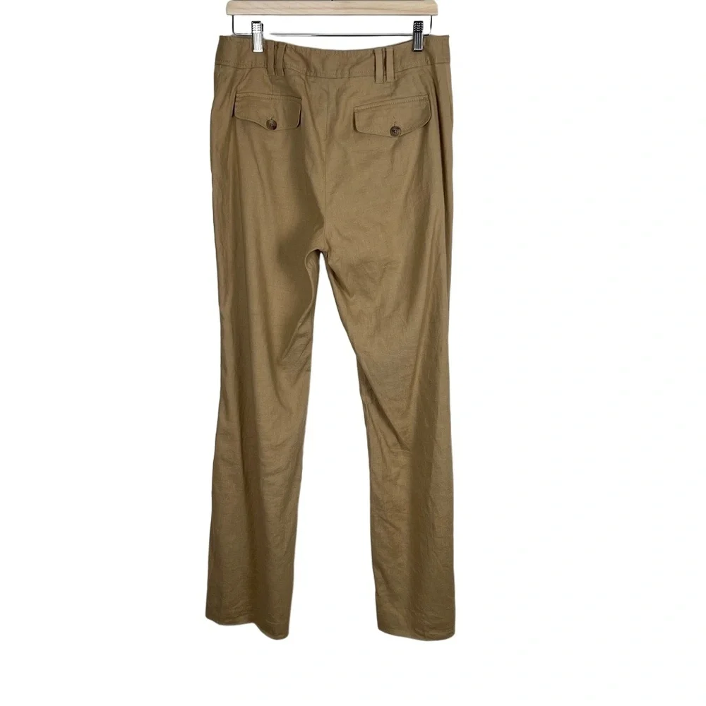 Banana‎ Republic Martin Pants 10 Khaki Straight Linen Stretch Classic Coastal